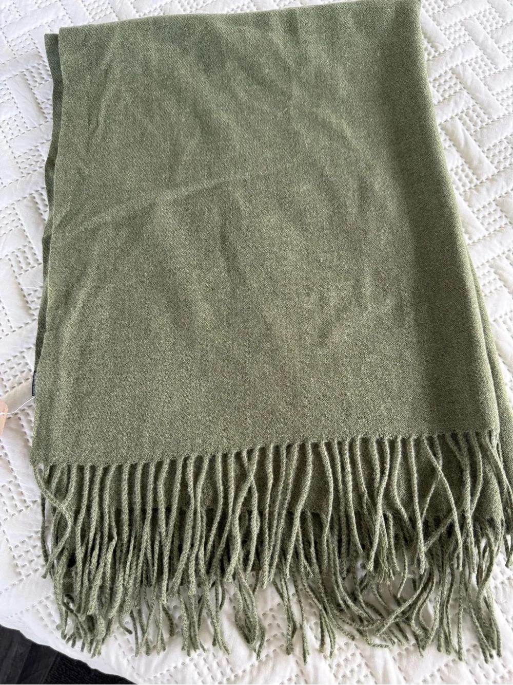 Olive Green Fringe Wrap Shawl - Women's Soft Layering Scarf